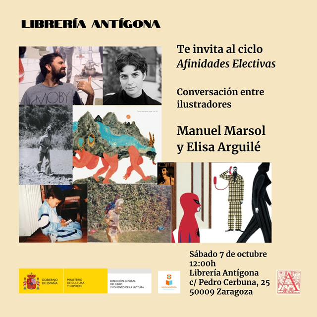 Conversaciones entre ilustradores en librería Antígona de Zaragoza